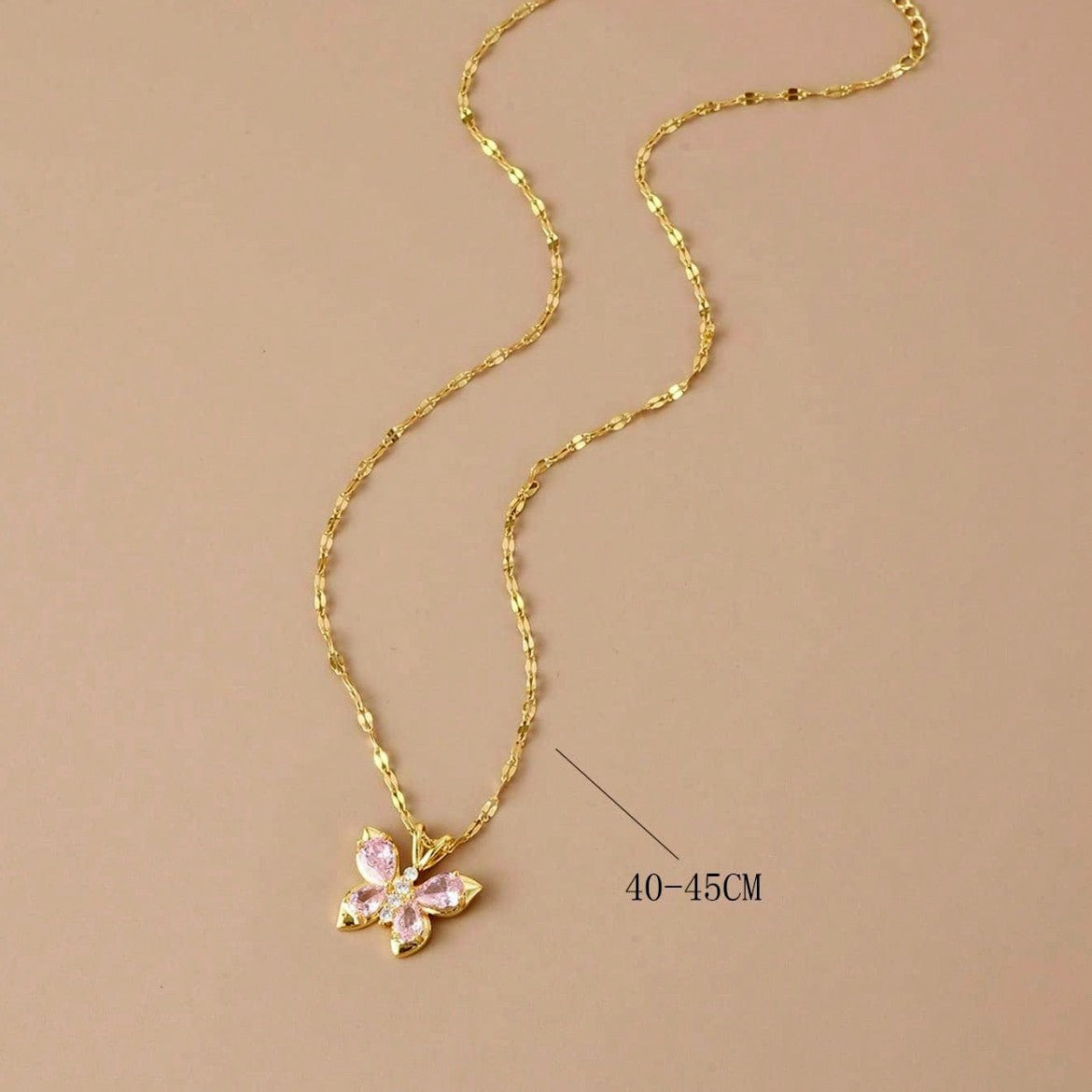 Pink Butterfly Pendant Necklace - view 3
