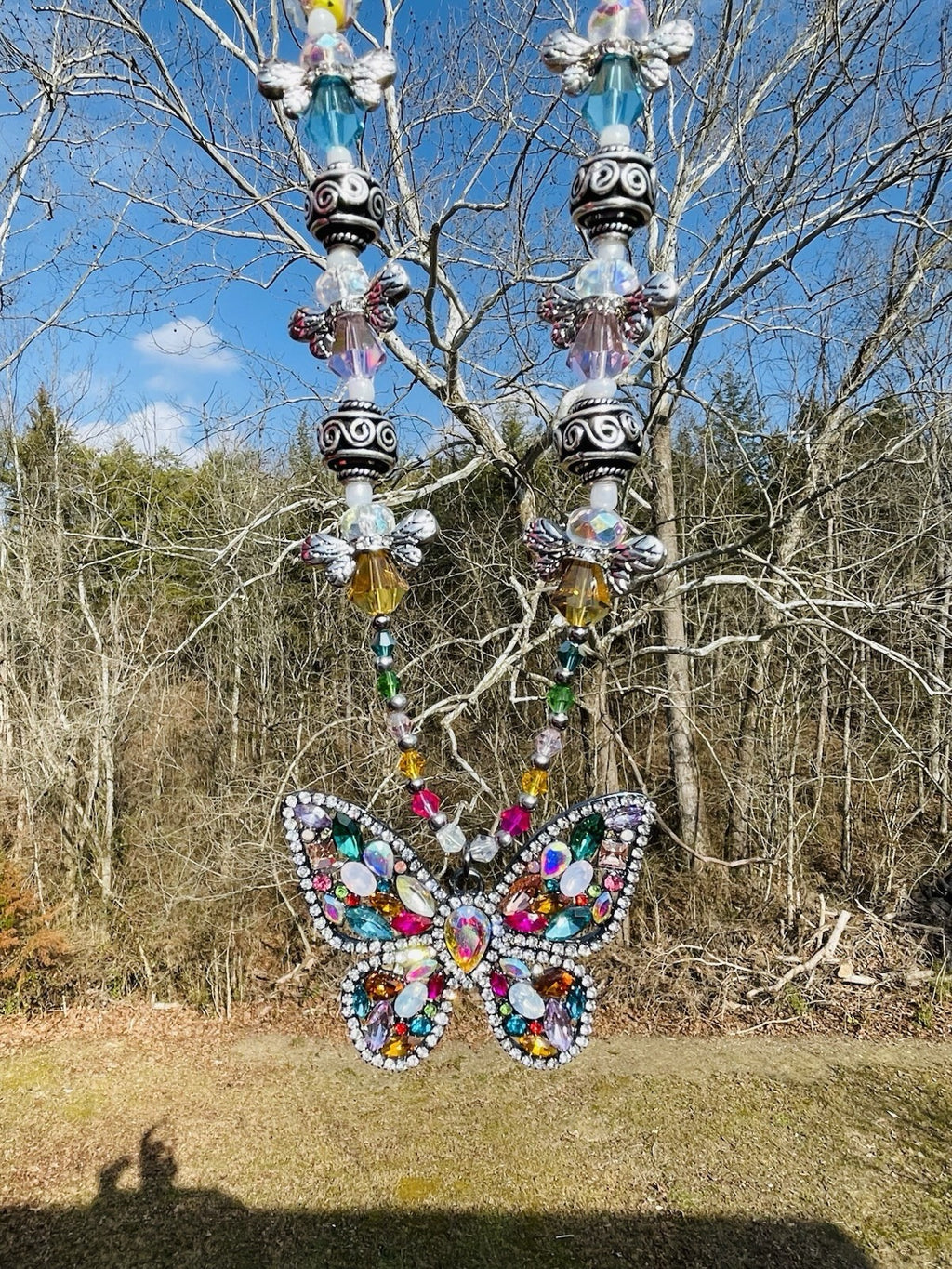 Handmade Beaded Butterfly Necklace - view 6