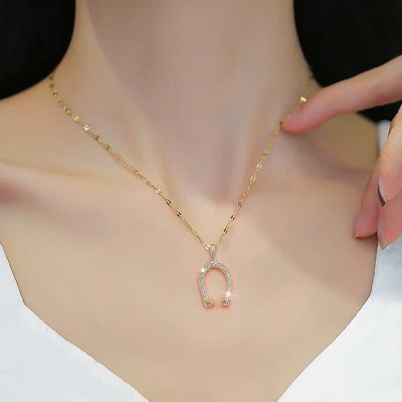 Lucky Horseshoe Pendant Necklace - view 3
