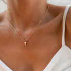 Dainty Gold Cross Necklace - view 4