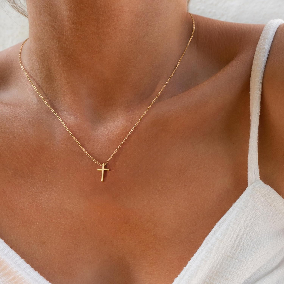 Dainty Gold Cross Necklace - view 4