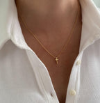 Dainty Gold Cross Necklace - view 2