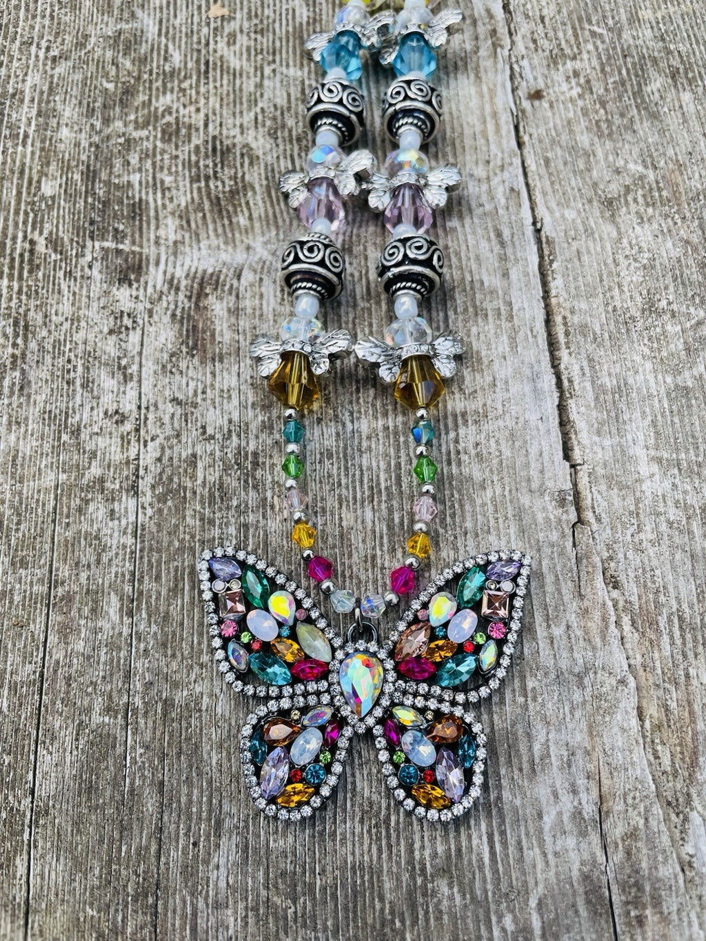 Handmade Beaded Butterfly Necklace - view 5