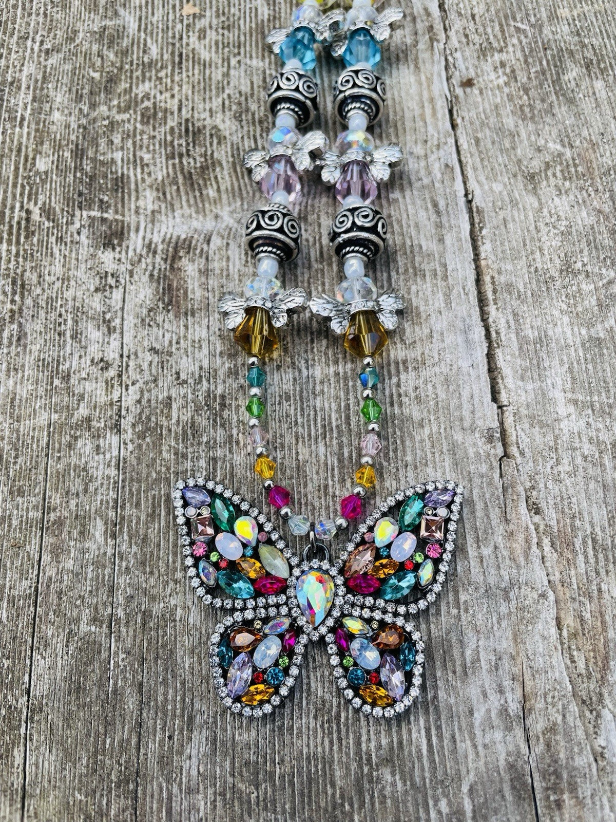 Handmade Beaded Butterfly Necklace - view 5