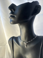 Silver Key Pendant Paperclip Necklace - view 3