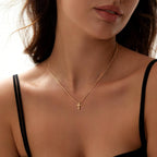 Dainty Gold Cross Necklace - view 3