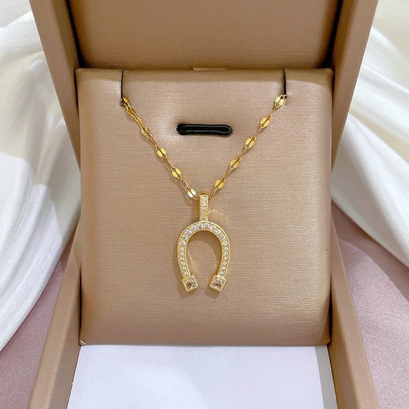 Lucky Horseshoe Pendant Necklace - view 2