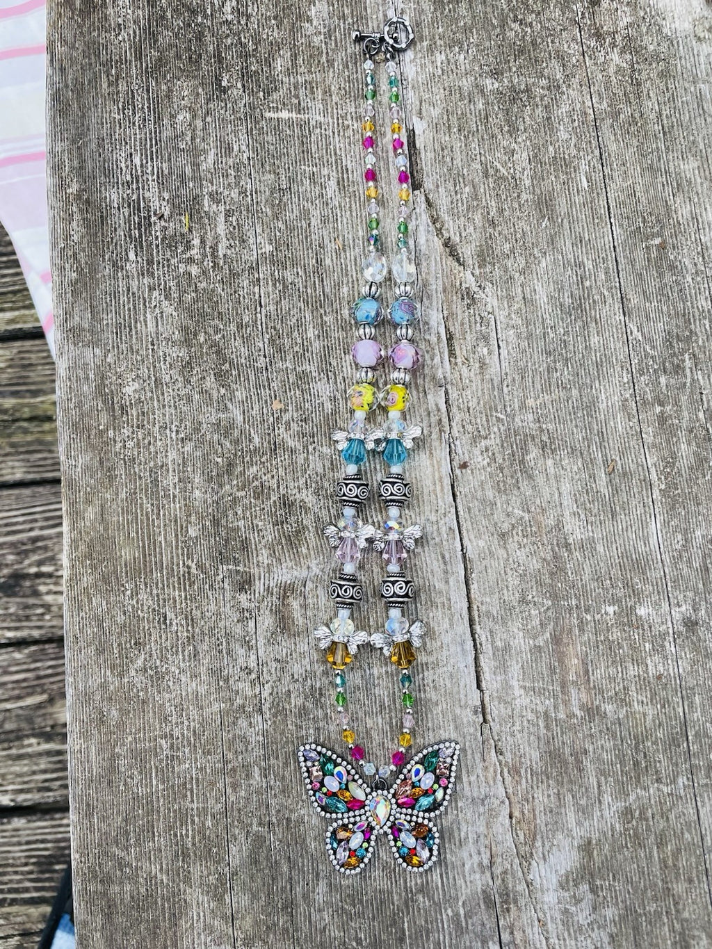 Handmade Beaded Butterfly Necklace - view 4
