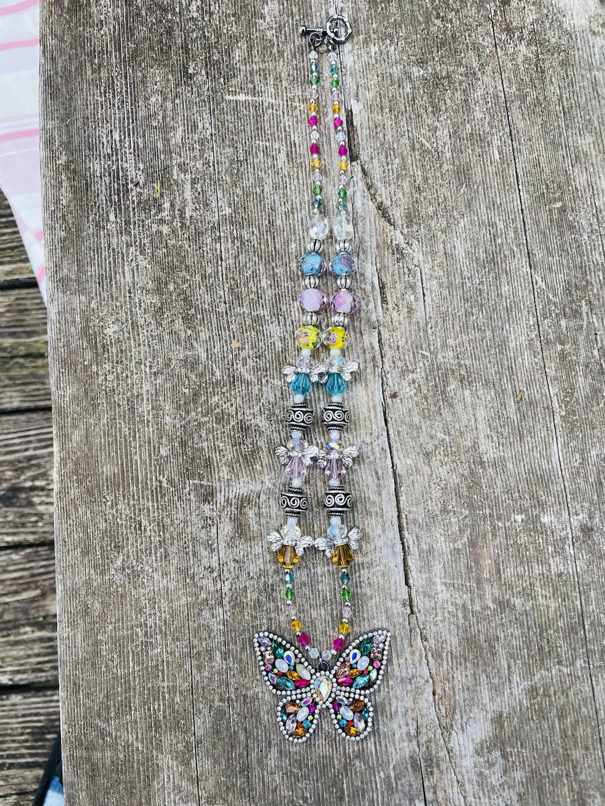 Handmade Beaded Butterfly Necklace - view 4