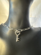 Silver Key Pendant Paperclip Necklace - view 5