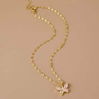 Pink Butterfly Pendant Necklace - view 2