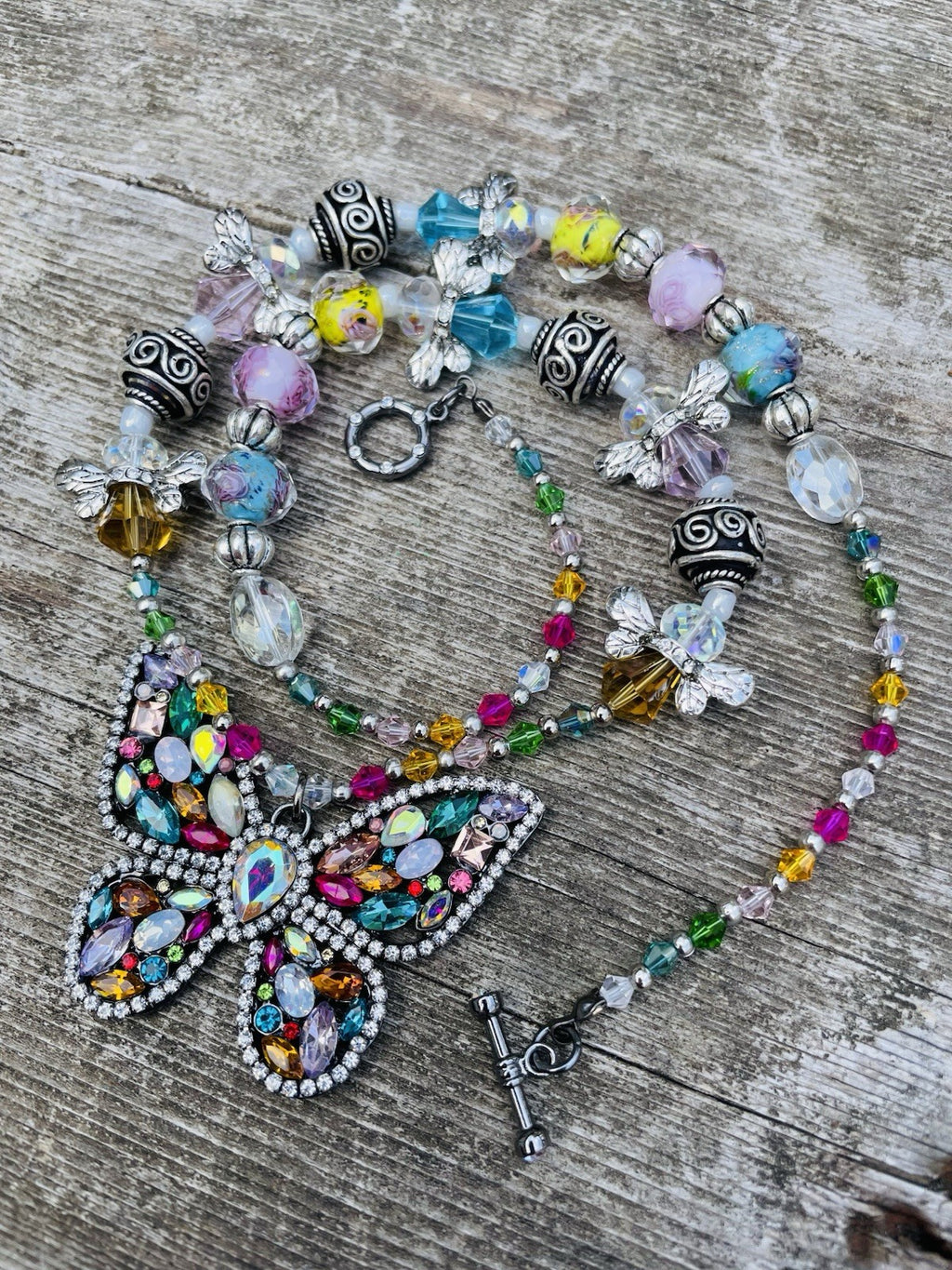 Handmade Beaded Butterfly Necklace - view 3