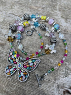 Handmade Beaded Butterfly Necklace - view 3